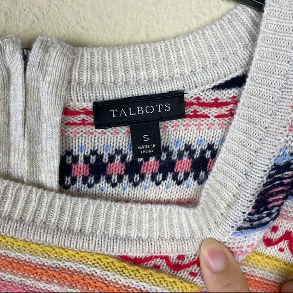 Talbots wool stitch strip sweater reversed knit colorful sz S - Picture 2 of 5
